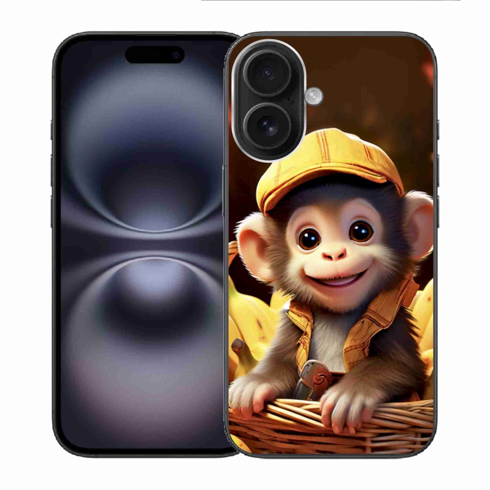 Gélový kryt mmCase na iPhone 16 - opice v košíku