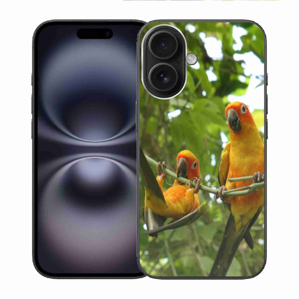 Gélový kryt mmCase na iPhone 16 - papagáje aratingy