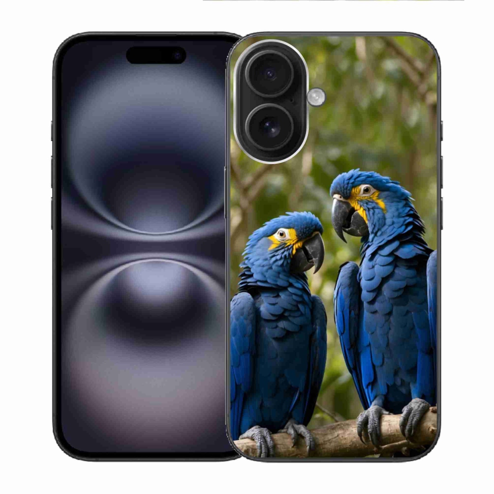 Gélový kryt mmCase na iPhone 16 - papagájové duo