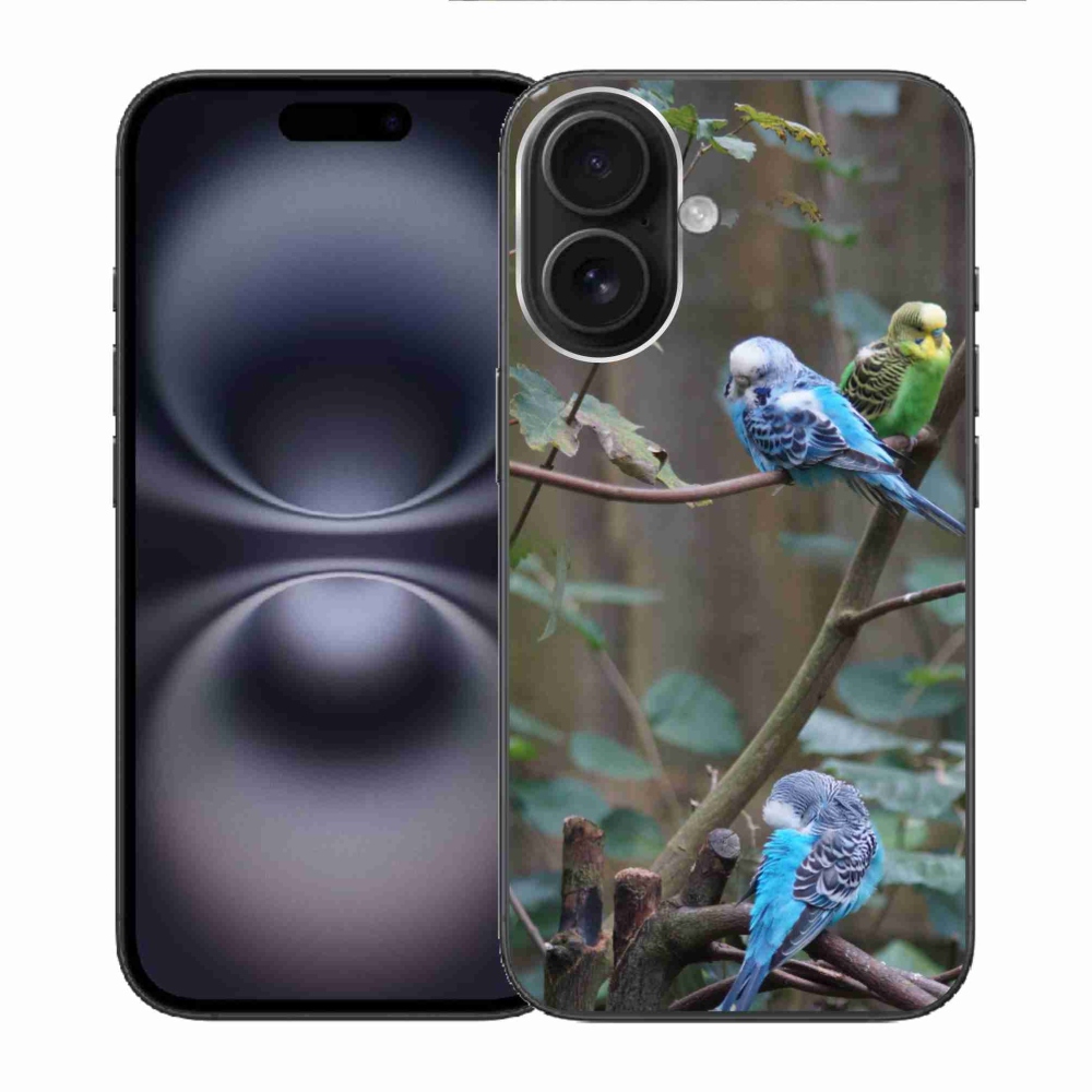 Gélový kryt mmCase na iPhone 16 - papagáje na vetve