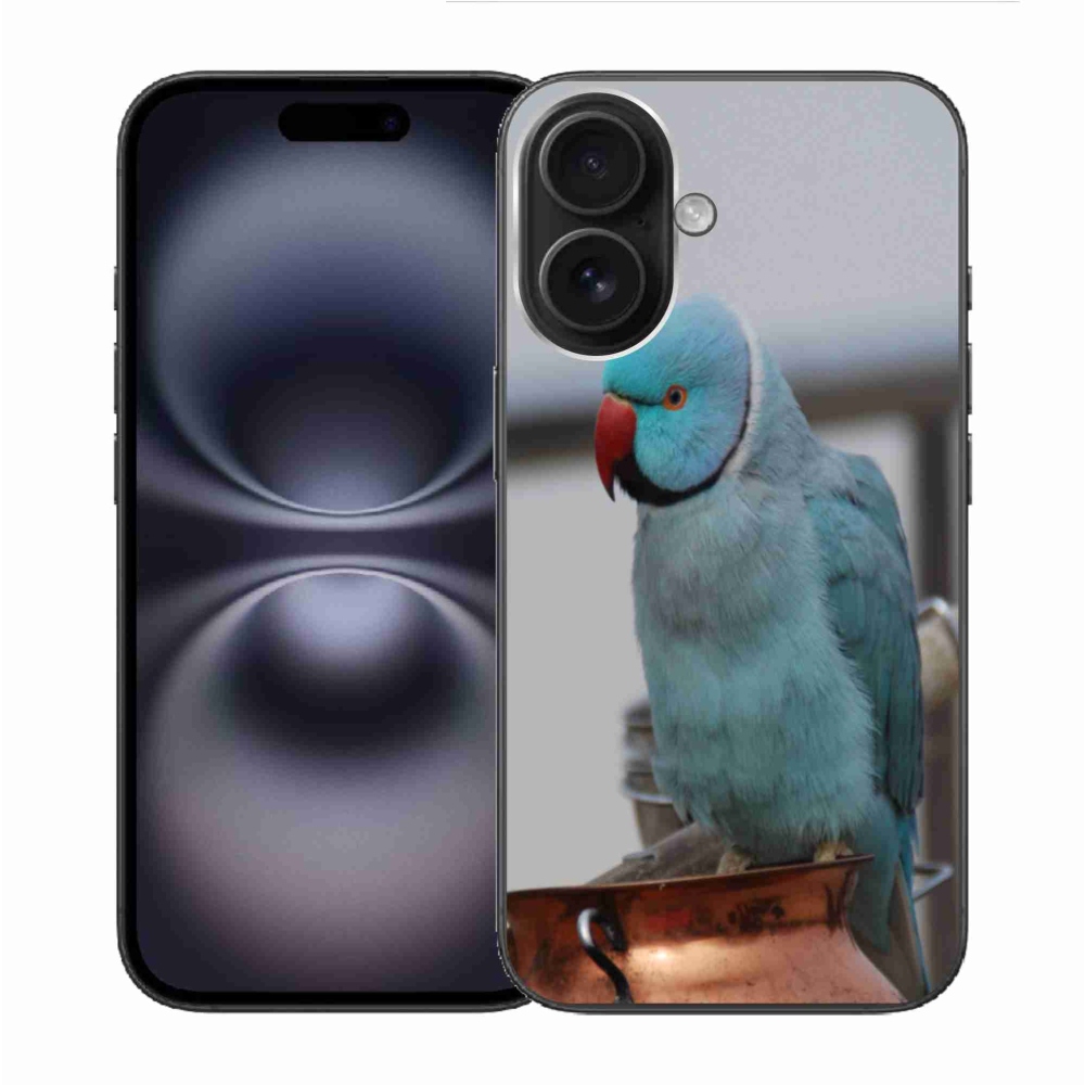Gélový kryt mmCase na iPhone 16 - papagáj alexander modrý