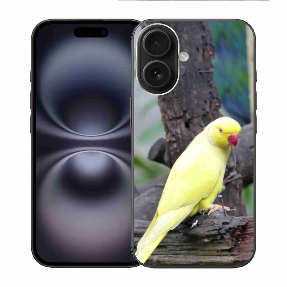 Gélový kryt mmCase na iPhone 16 - papagáj alexander žltý