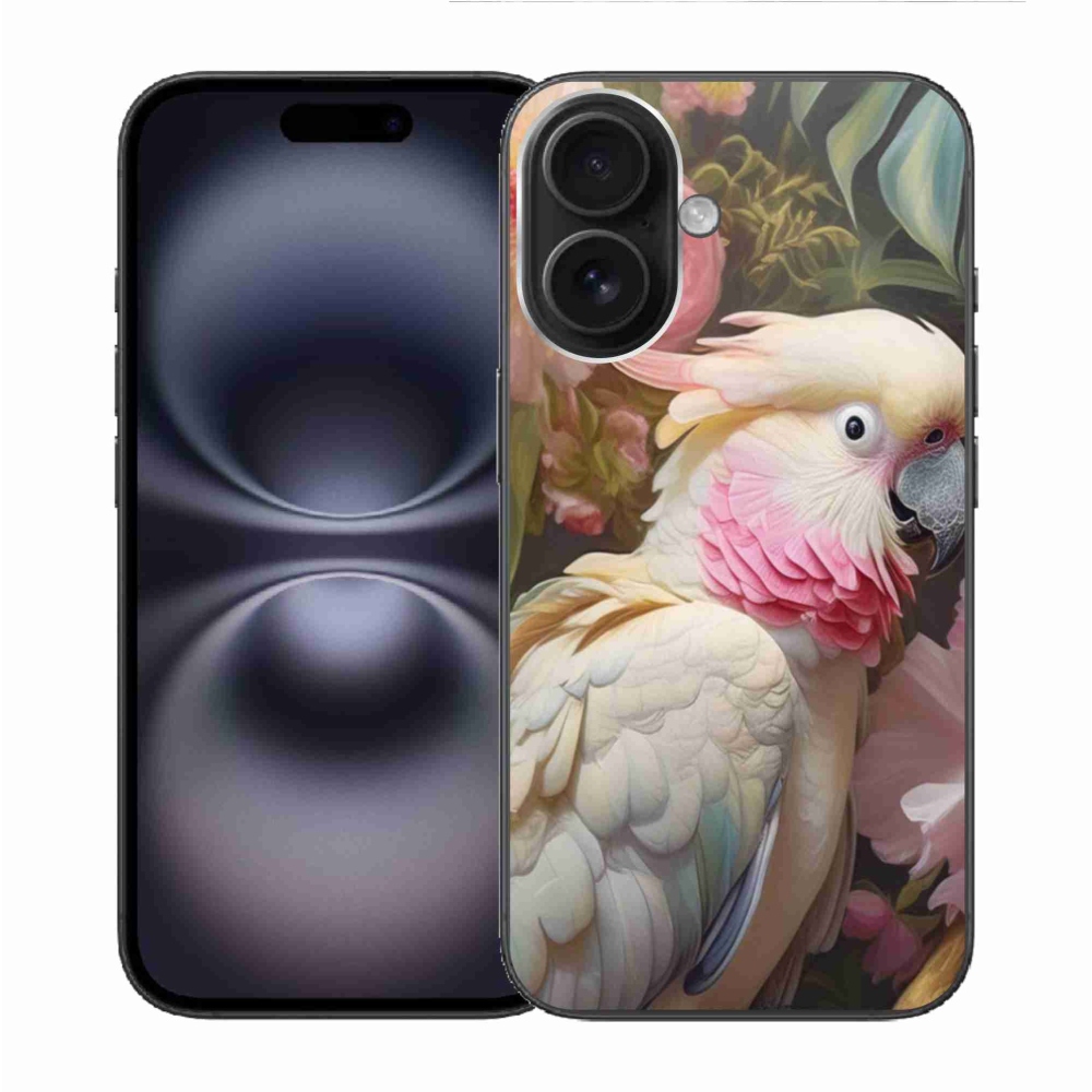 Gélový kryt mmCase na iPhone 16 - papagáj kakadu ružový 2