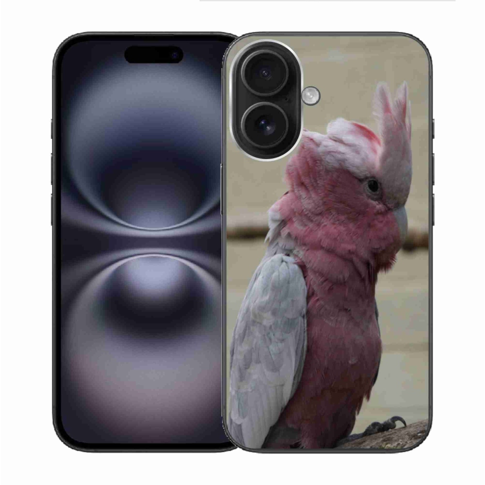 Gélový kryt mmCase na iPhone 16 - papagáj kakadu ružový