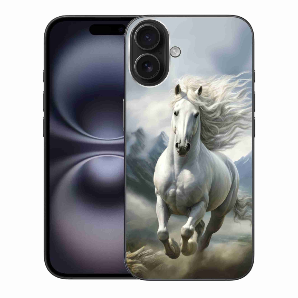Gélový kryt mmCase na iPhone 16 Plus - bežiaci biely kôň 3