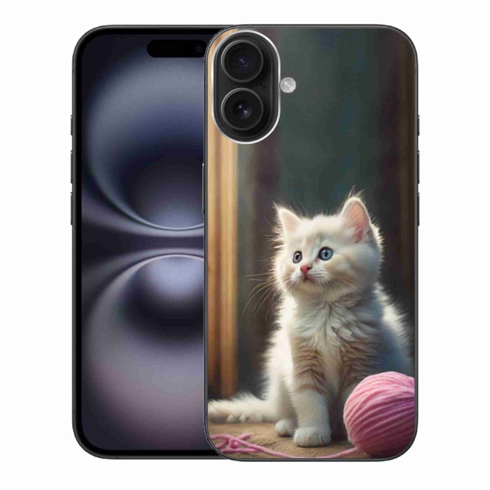 Gélový kryt mmCase na iPhone 16 Plus - biele mačiatko 2