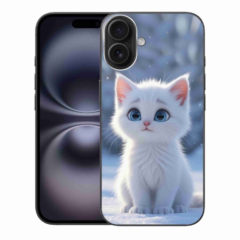 Gélový kryt mmCase na iPhone 16 Plus - biele mačiatko 3