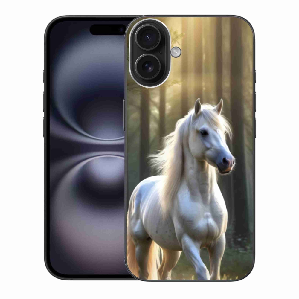 Gélový kryt mmCase na iPhone 16 Plus - biely kôň 3