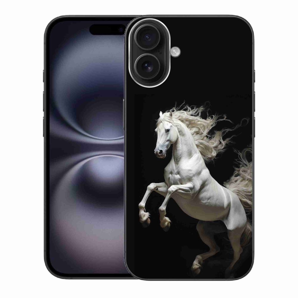 Gélový kryt mmCase na iPhone 16 Plus - biely kôň 4