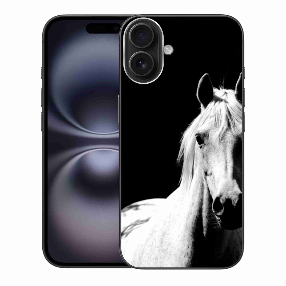 Gélový kryt mmCase na iPhone 16 Plus - biely kôň 5