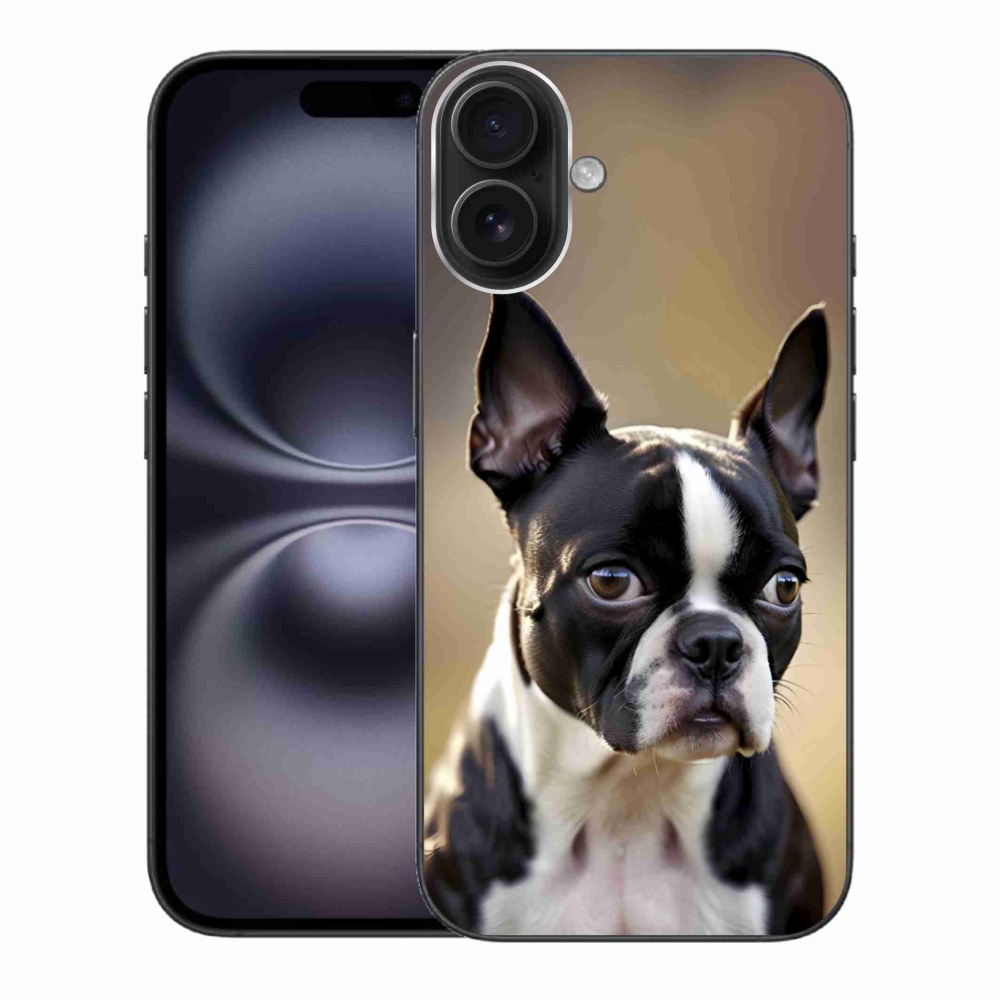 Gélový kryt mmCase na iPhone 16 Plus - bostonský teriér