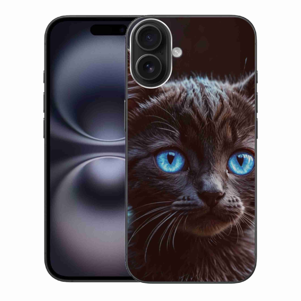 Gélový kryt mmCase na iPhone 16 Plus - čierne mačiatko 2