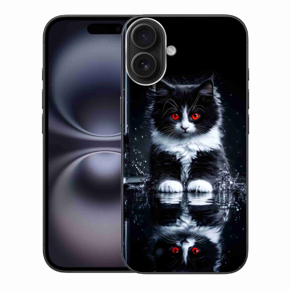 Gélový kryt mmCase na iPhone 16 Plus - čiernobiele mačiatko
