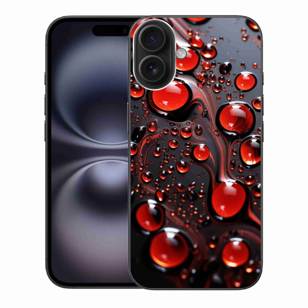 Gélový kryt mmCase na iPhone 16 Plus - červené kvapky 2