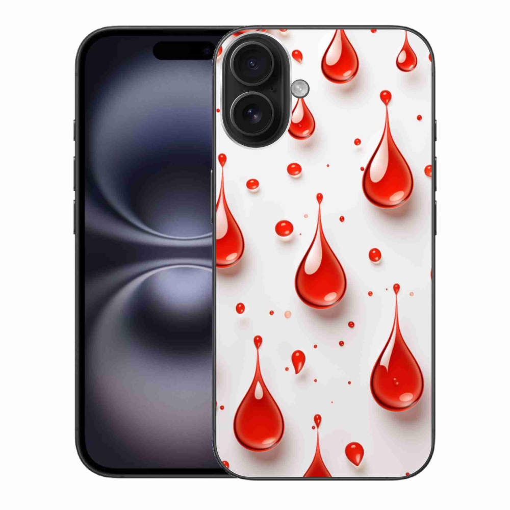 Gélový kryt mmCase na iPhone 16 Plus - červené kvapky