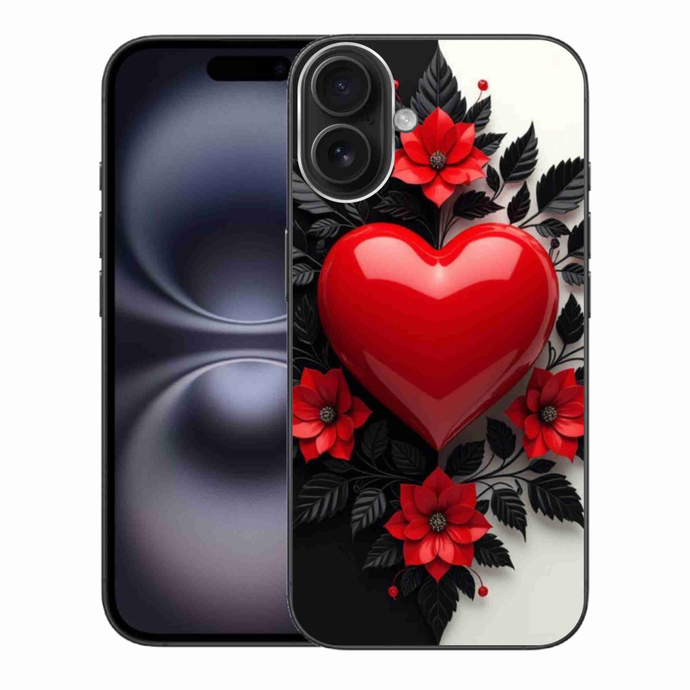 Gélový kryt mmCase na iPhone 16 Plus - červené srdce