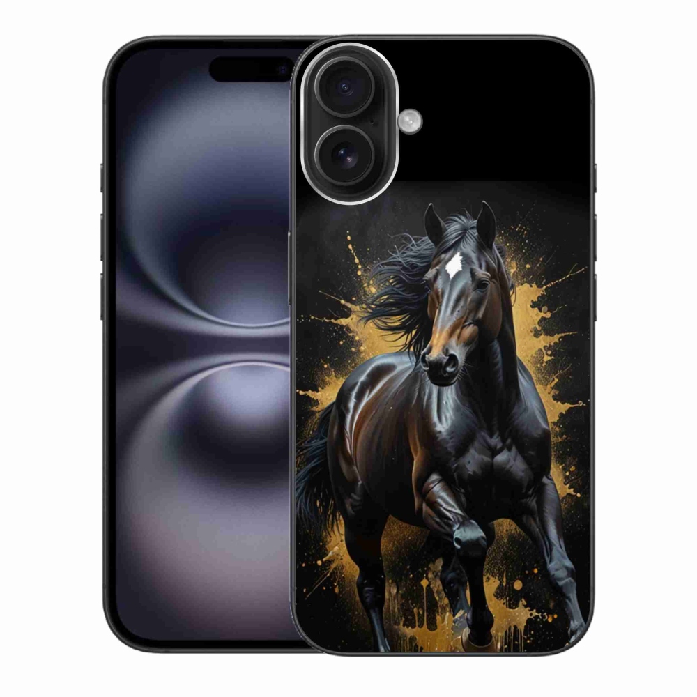 Gélový kryt mmCase na iPhone 16 Plus - elegantný čierny žrebec