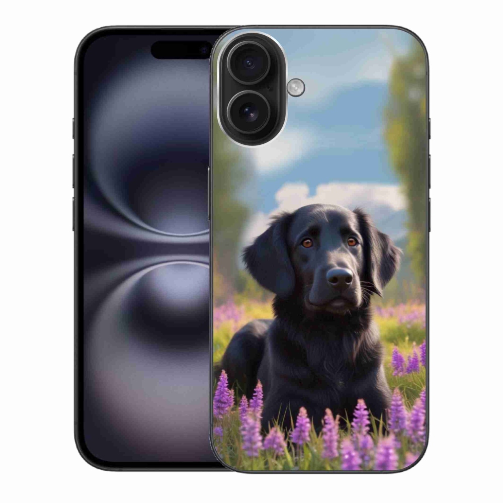 Gélový kryt mmCase na iPhone 16 Plus - elegantný čierny retriever