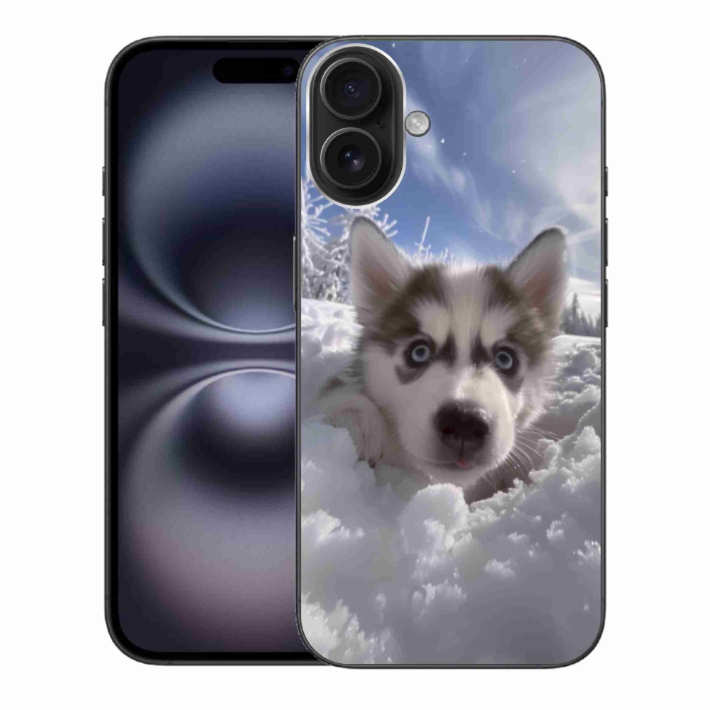 Gélový kryt mmCase na iPhone 16 Plus - husky v snehu