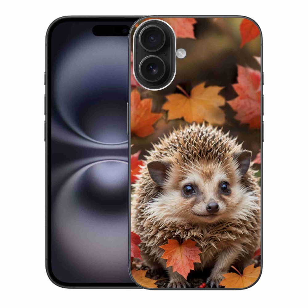 Gélový kryt mmCase na iPhone 16 Plus - ježko v lístii