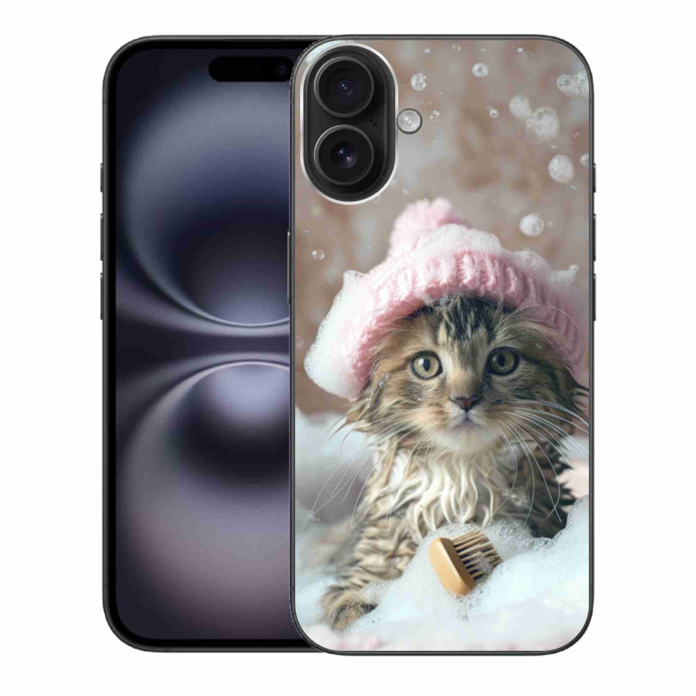 Gélový kryt mmCase na iPhone 16 Plus - mačiatko a kúpeľ