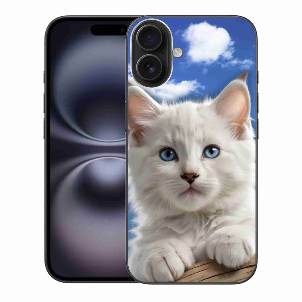 Gélový kryt mmCase na iPhone 16 Plus - mačiatko a oblaky