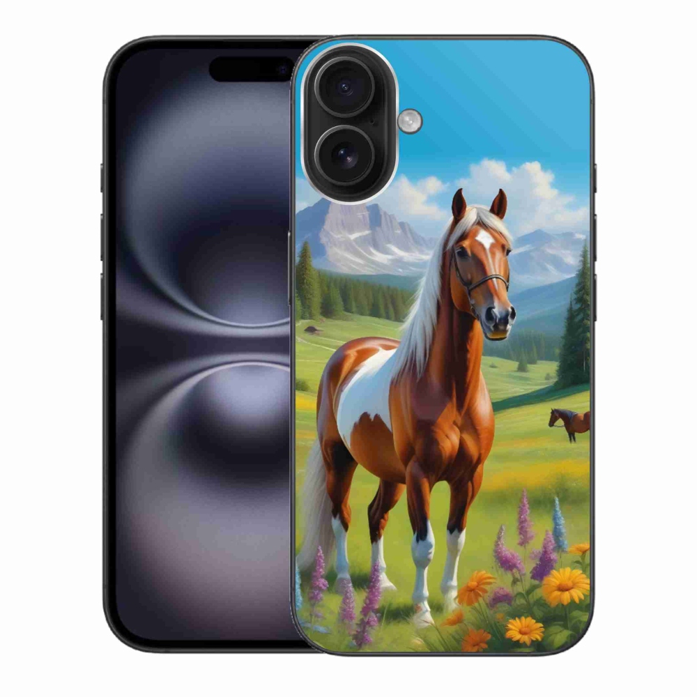 Gélový kryt mmCase na iPhone 16 Plus - kôň na lúke
