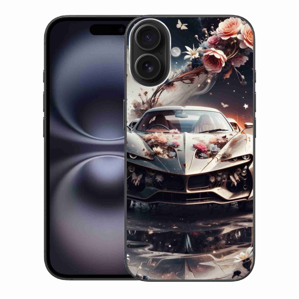 Gélový kryt mmCase na iPhone 16 Plus - kvetinové športové vozidlo