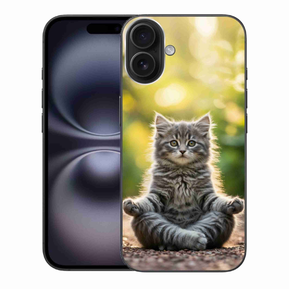 Gélový kryt mmCase na iPhone 16 Plus - meditujúce mačiatko