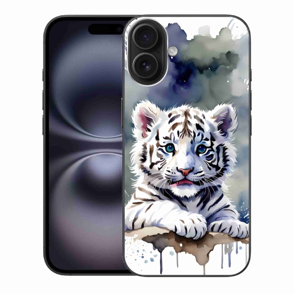 Gélový kryt mmCase na iPhone 16 Plus - mláďa bieleho tigra