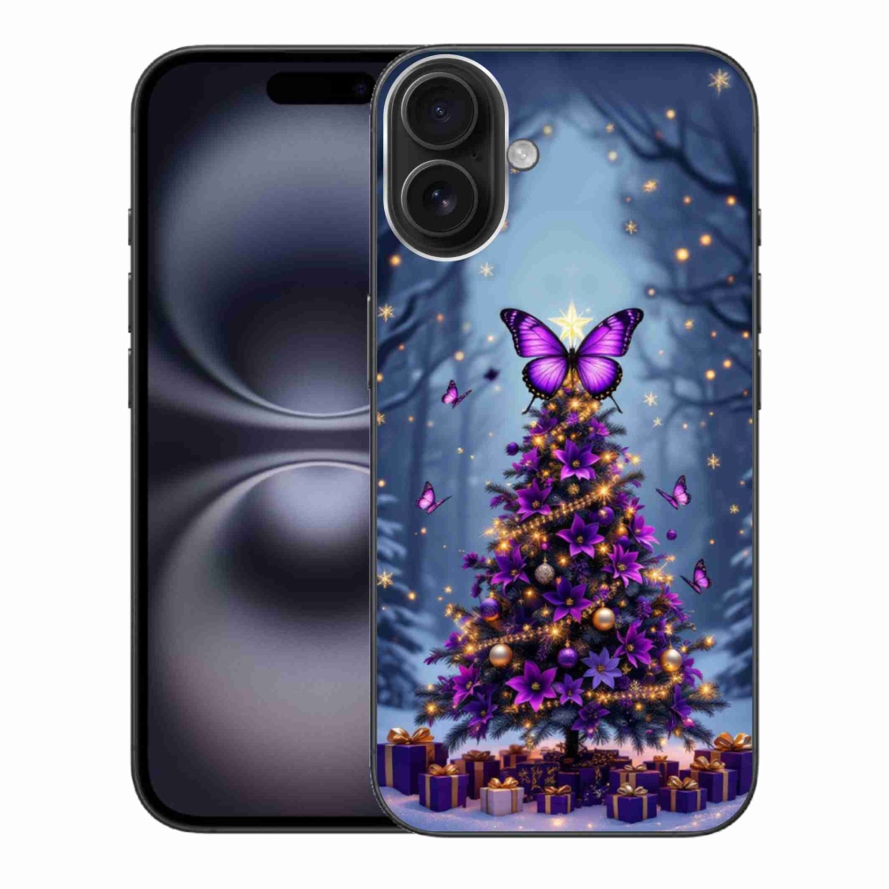 Gélový kryt mmCase na iPhone 16 Plus - motýlí vianočný stromček