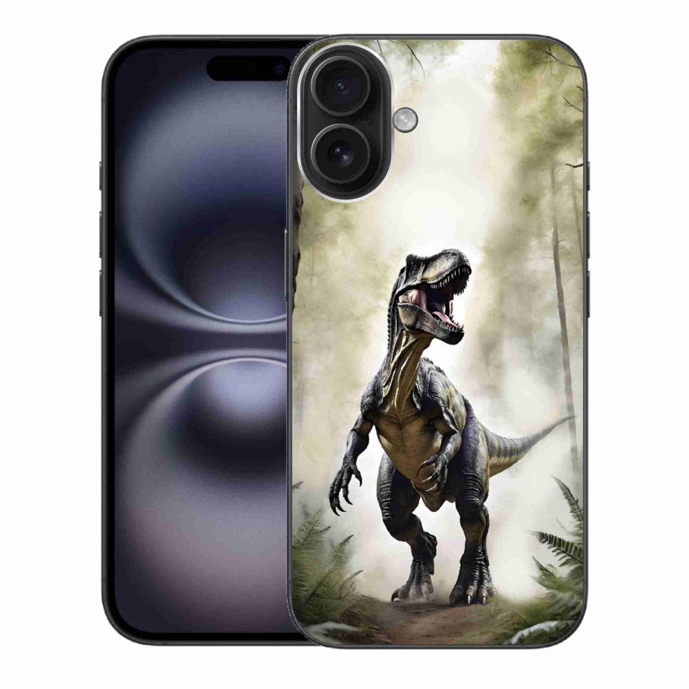 Gélový kryt mmCase na iPhone 16 Plus - naštvaný T-Rex
