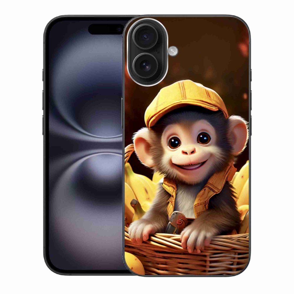 Gélový kryt mmCase na iPhone 16 Plus - opice v košíku