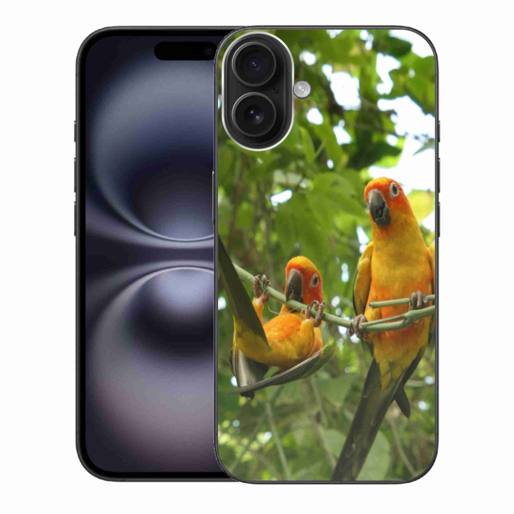 Gélový kryt mmCase na iPhone 16 Plus - papagáje aratingy