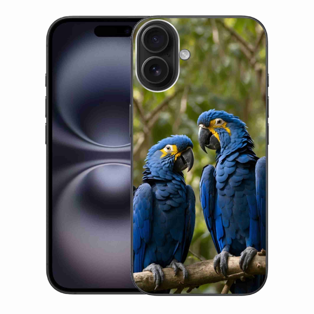 Gélový kryt mmCase na iPhone 16 Plus - papagájové duo