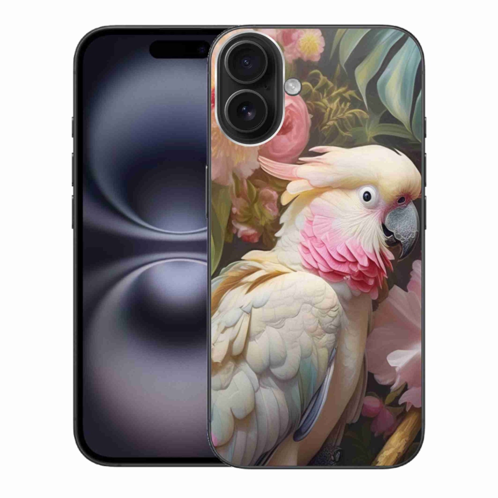 Gélový kryt mmCase na iPhone 16 Plus - papagáj kakadu ružový 2