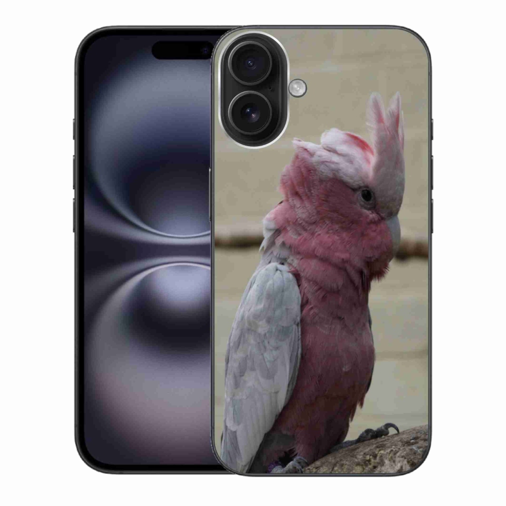 Gélový kryt mmCase na iPhone 16 Plus - papagáj kakadu ružový