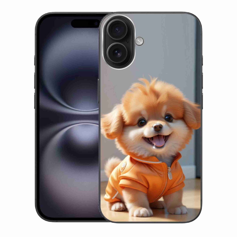 Gélový kryt mmCase na iPhone 16 Plus - roztomilý pomeranian v mikine