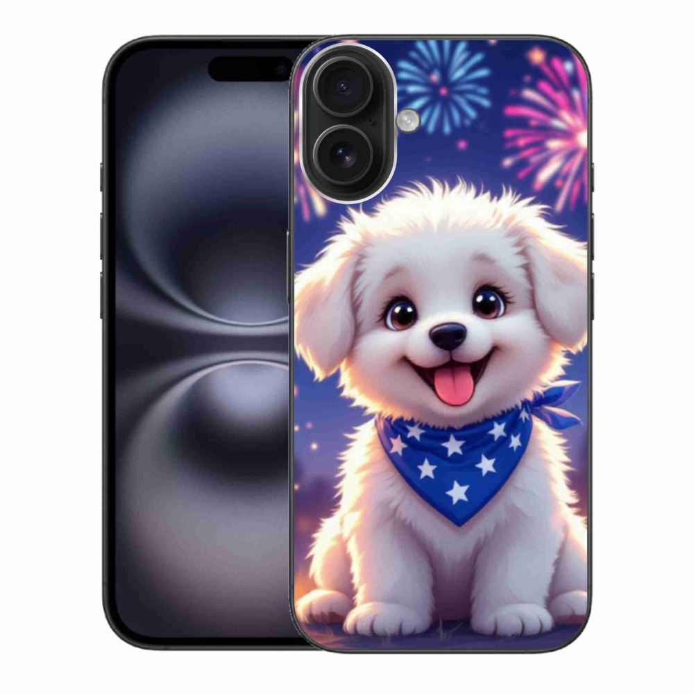 Gélový kryt mmCase na iPhone 16 Plus - slávnostné šteňa