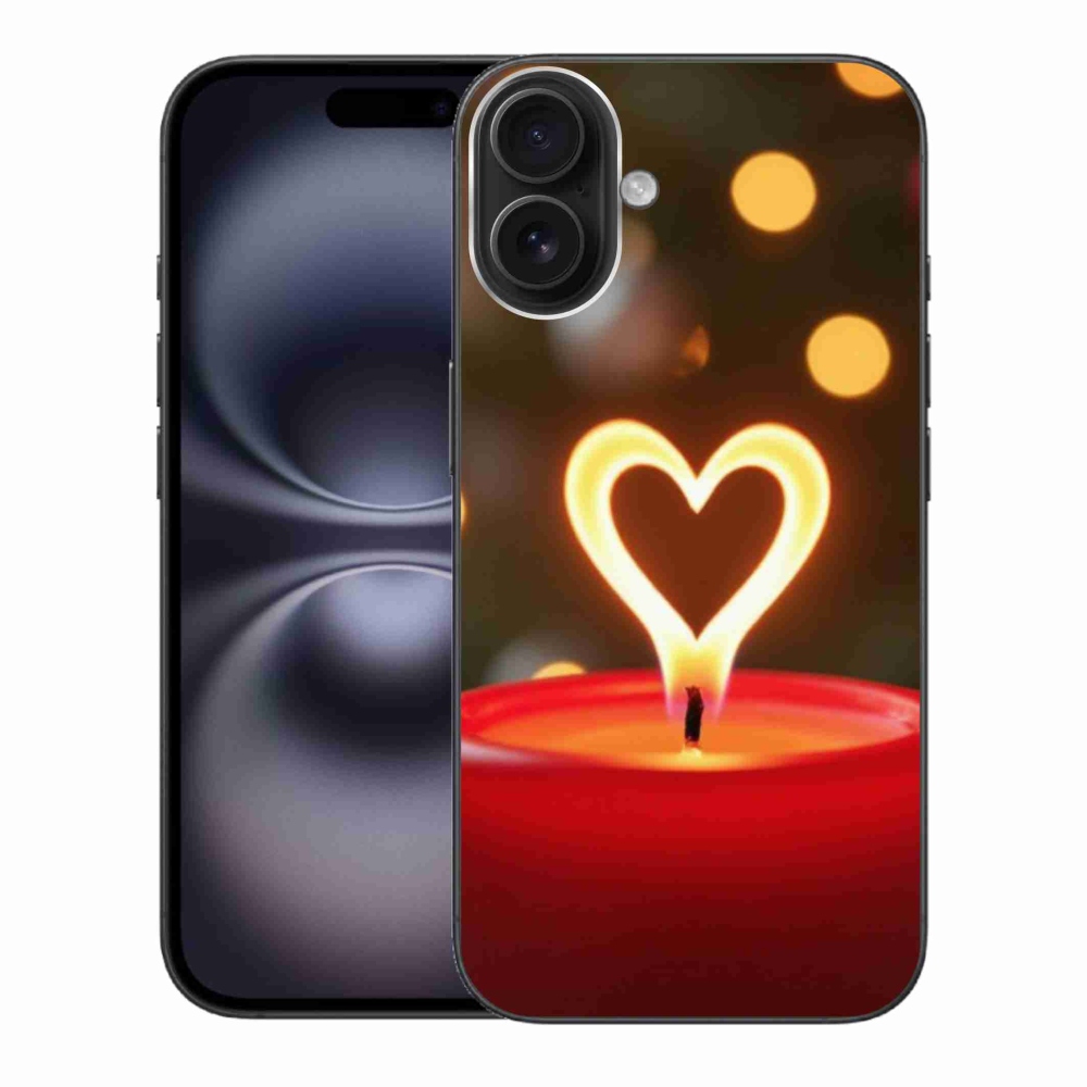 Gélový kryt mmCase na iPhone 16 Plus - srdce z plameňa
