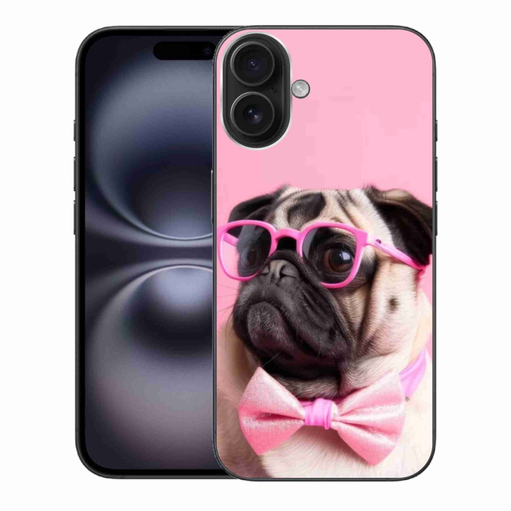 Gélový kryt mmCase na iPhone 16 Plus - štýlový mops
