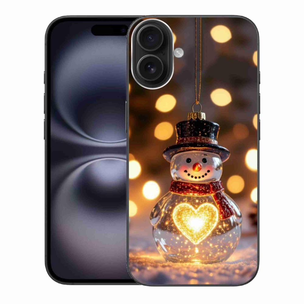 Gélový kryt mmCase na iPhone 16 Plus - svietiaci vianočný snehuliak