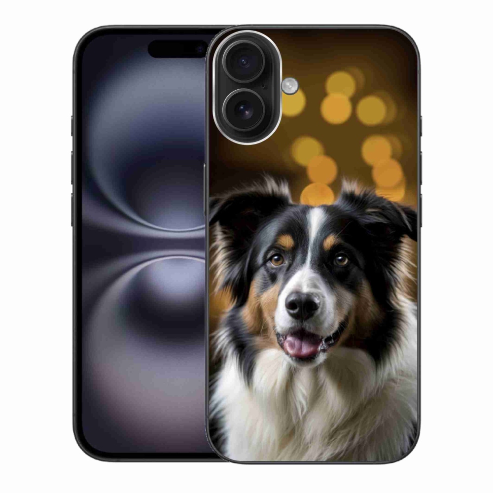 Gélový kryt mmCase na iPhone 16 Plus - usmievavý austrálsky ovčiak