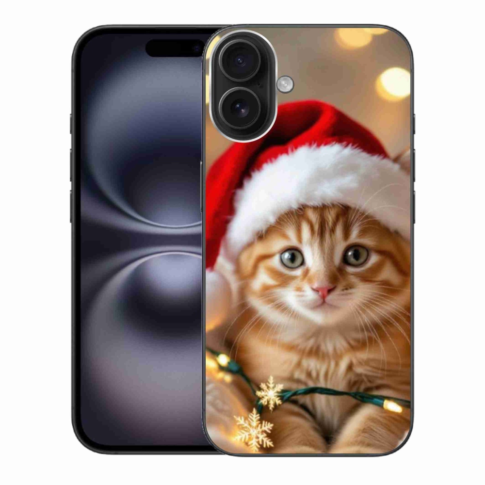 Gélový kryt mmCase na iPhone 16 Plus - vianočné mačiatko