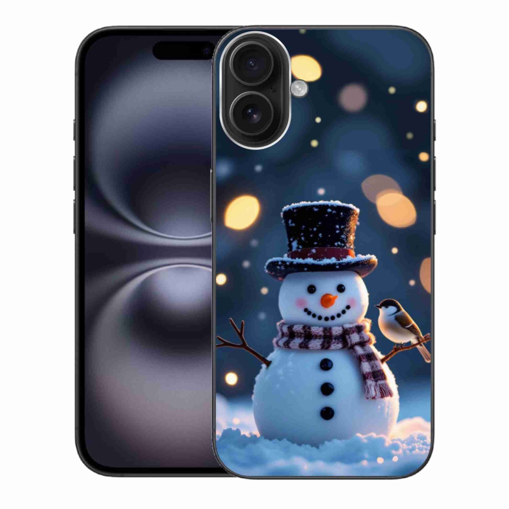 Gélový kryt mmCase na iPhone 16 Plus - vianočný snehuliak