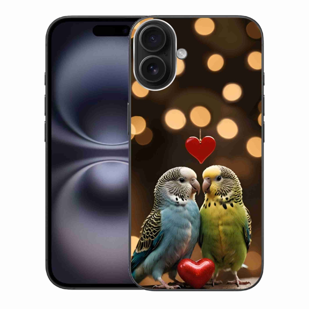 Gélový kryt mmCase na iPhone 16 Plus - zamilovaní papagáje