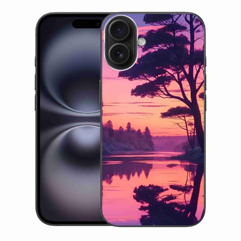 Gélový kryt mmCase na iPhone 16 Plus - západ slnka nad jazerom