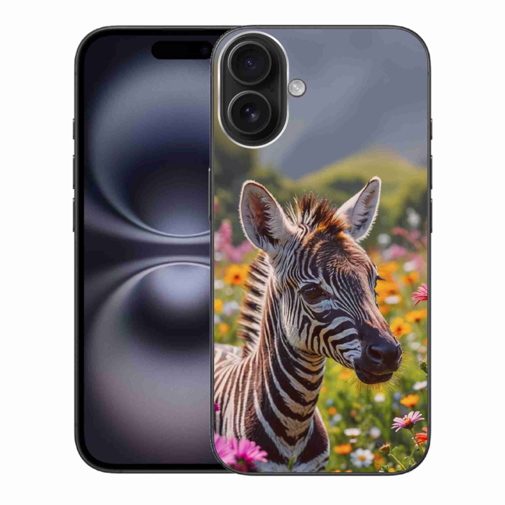 Gélový kryt mmCase na iPhone 16 Plus - zebra na lúke