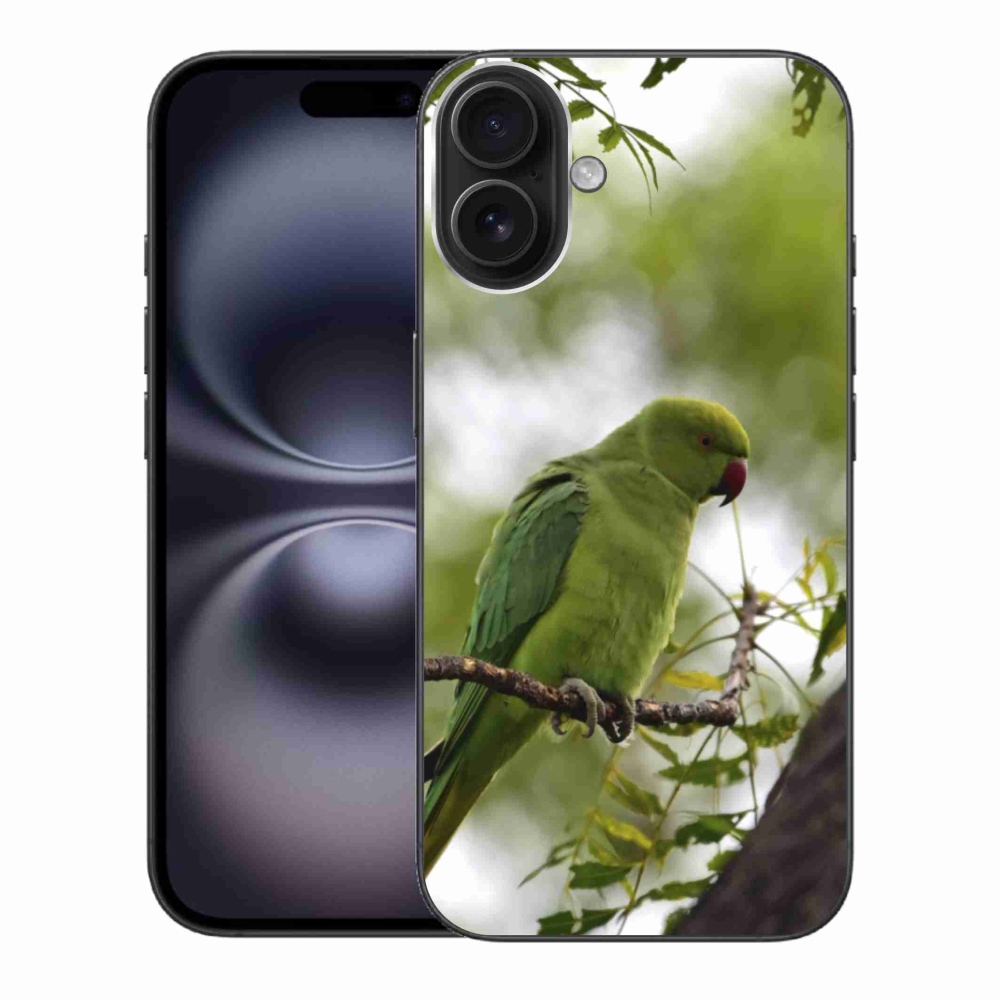 Gélový kryt mmCase na iPhone 16 Plus - zelený papagáj