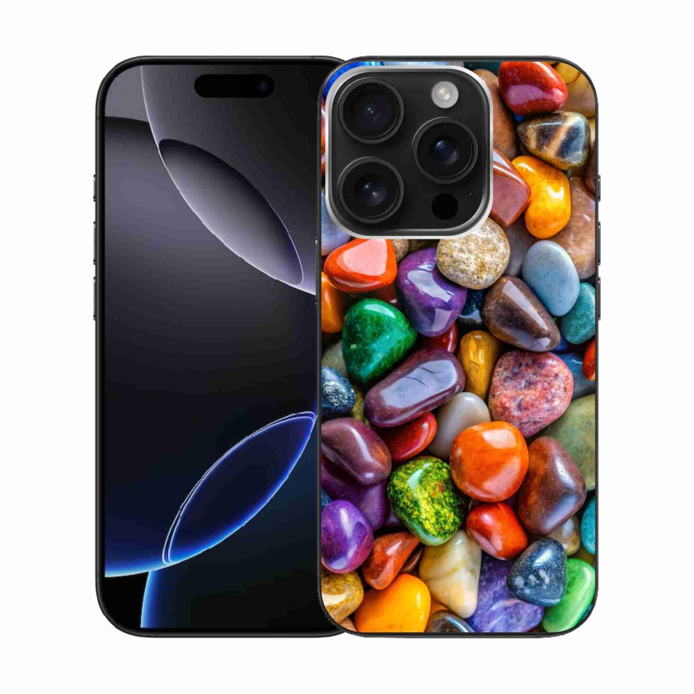 Gélový kryt mmCase na iPhone 16 Pro - farebné kamienky